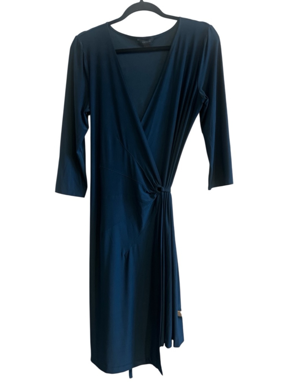 Express Blue Midi Wrap Dress with V-Neck Size Large